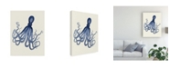 Trademark Global Fab Funky Octopus Print Blue on Cream C Canvas Art - 19.5" x 26"